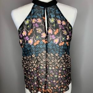 BCBG Floral blouse halter